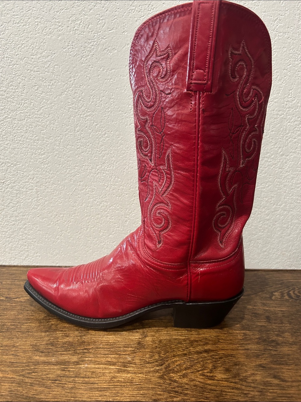 Lucchese Red Leather Western Cowgirl Boots